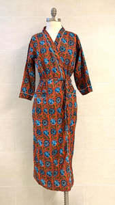 ชุดคลุมอาบน้ำแขนยาวผ้าฝ้าย100% สำหรับผู้หญิงชุดยาวพิมพ์ลายดิจิตอลกระเป๋าด้านข้างโลโก้วินเทจ - Product Image 2