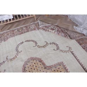 0.8x12 ft Turkish Rug, Vintage Rug, <b>Brown</b> Plants & trees <b>Wool</b> Rug - Product Image 5