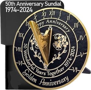 Cinquième anniversaire de mariage en or 2024 - Cadran solaire en laiton antique 10 pouces noir - Product Image 3