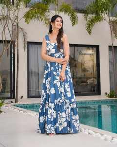 Designer One-Piece Silk Fancy Gown with Handwork Indian Style Wedding Party Wear with Fancy-Sleeved - Product Image 1