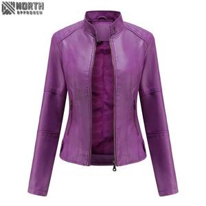 Chaqueta de cuero genuino de Invierno para mujer con logotipo frontal con cremallera Estilo de motocicleta transpirable Ajuste personalizado - Product Image 2