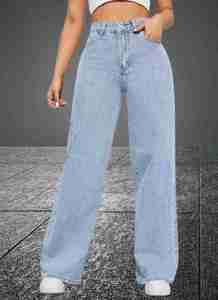 Jin pacar lurus wanita denim pinggang tinggi premium kustom kualitas standar - Product Image 6