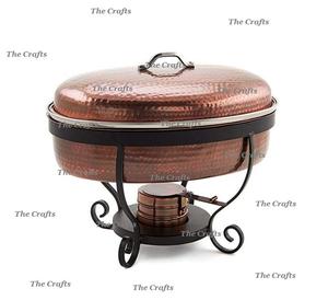 Plat à friture martelé en cuivre avec support en fer forgé pour la maison hôtel et restaurant vaisselle servant un plat à friture - Product Image 1