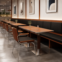 Meubles de restaurant américain, cantine, cafétéria, stand de restauration rapide, table de salle à manger en métal avec 4 chaises pour restaurant