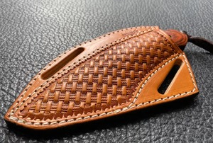 ปลอกมีดหนังทำด้วยมือพร้อมใบมีดแบบคงที่ลายเสือดาวสำหรับใช้ในครัว - Product Image 2