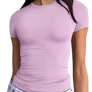 Camiseta de secado rápido de moda para mujer personalizada OEM con diseño impreso de algodón y microfibra para uso veraniego - Product Image 5