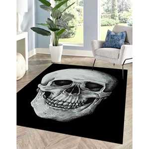 <b>Skull</b> Rug: Black Loft <b>Decor</b>, Modern Gothic Home Accent,With Pile Soft Rug - Product Image 3