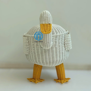 Creative Idea Cute Storage Perfect for Extra Storage in the Nursery Play Corner or Sitting Room Duck Shaped Rattan Kid <b>Basket</b> - Product Image 3