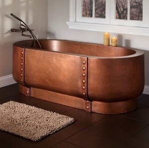 Copper Polished Inside Free Standing Double <b>Slipper</b> Elegant Luxury Hot Selling Handmade Copper Bath Tub at Cheap Prices - Product Image 6