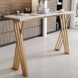 Brass Gold Metal Base Luxurious Royal <b>Bar</b> <b>Table</b> Night Club Parties Beer Display Wine <b>Table</b> White Marble Top Accent Large <b>Table</b> - Product Image 2