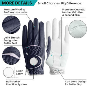 Gants de golf en cuir véritable Cabretta de haute qualité avec fonction antidérapante Logo personnalisé Gants de sport en peau de mouton-Vente en gros - Product Image 2