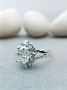 Customizable Trendy Heart 925 Sterling Silver Set VVS Lab Grown Gold 14K/18K Engagement Wedding Diamond Ring for Parties Gifts - Product Image 2