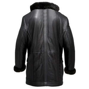 Manteau long en cuir véritable fait main pour homme, de luxe, coupe ajustée, écologique, respirant, épais et tendance pour l'hiver - Product Image 5