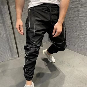 Pantalon de jogging pour homme, haute élasticité, vêtements de sport, poids moyen, respirant, couleur unie, ample, décontracté, polyester/coton, séchage rapide - Product Image 6