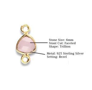6mm Trillion Forme Facettes Coupe Vert Calcédoine Lunette Connecteur Or Vermeil 925 Sterling Silver Gemstone Rhodium pour Cadeaux - Product Image 2