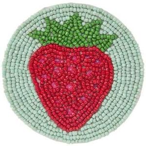Dessous de verre perlé de fraise pour les fêtes d'été conception de fruits pour le décor de table de fête en plein air de printemps taille 4 pouces à prix discount - Product Image 1