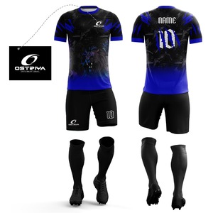 Ensembles d'uniformes de football personnalisés imprimés par transfert thermique 100% polyester unisexe à manches courtes, taille élastique, respirant, séchage rapide 240g - Product Image 5