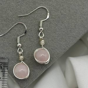 Boucles d'oreilles en cristal de guérison en quartz rose plaqué argent 925, bijoux fins faits à la main en argent sterling massif, cadeau pour elle - Product Image 3