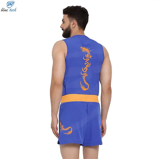 Personalizzato Sanda uniforme blu rosso blackTraining Kung Fu Sanda arti marziali uniforme Logo personalizzato