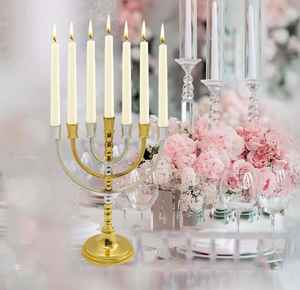 Venta al por mayor personalizado 9 brazos de aluminio hecho a mano respetuoso con el medio ambiente árbol vida Menorah Hanukkah candelabro precio bajo Navidad - Product Image 5