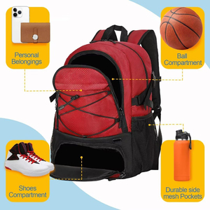 Sac à dos d'équipement en nylon durable en gros |   Sac multisports toutes saisons avec grande capacité 30-40L Compartiments ventilés séparés - Product Image 5