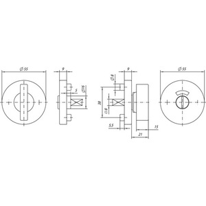 7122 WC ER Rosette à clé en acier inoxydable, épaisseur de l'écusson 9 mm, ronde, OGRO, porte-clés en métal - Product Image 3
