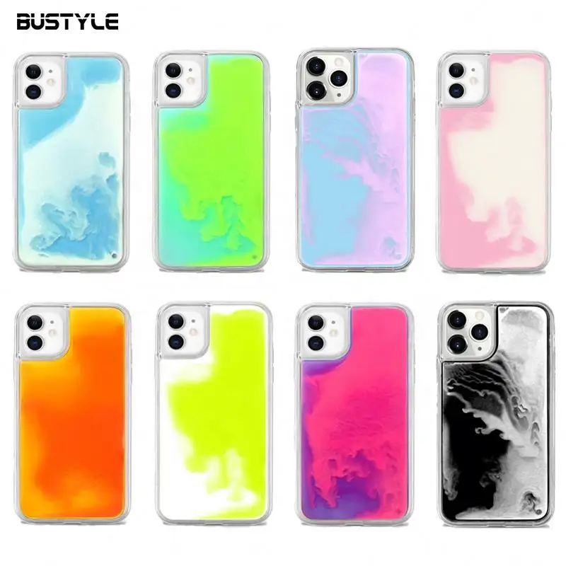 Quicksand Glitter aydınlık Neon cep telefonu kapak iPhone 11 için sıvı lüks telefon iPhone için kılıf 12 13 Pro Max telefon kılıfı