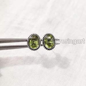 ต่างหูแบบติดหูสำหรับผู้หญิง พลอยเพอริดอทธรรมชาติ ของขวัญคริสต์มาส วันเกิด เครื่องประดับทำมือสไตล์โบฮีเมียน ต่างหูเงินแท้ 925 - Product Image 2