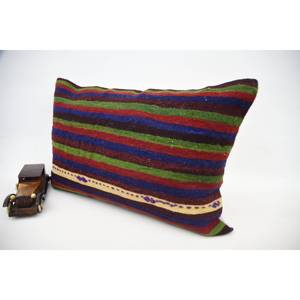 Multicolor Vintage Pattern Kantha Patchwork Wool Eco-Friendly Non-Slip Removable Washable <b>Bolster</b> <b>Pillow</b> 16x24 Inch Decorative - Product Image 3