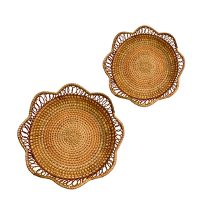 Charming Vietnamese Handmade Flower Shape RATTAN TRAY FRUIT <b>STORAGE</b> <b>BASKET</b> Ideal <b>for</b> Serving Fruits Snacks <b>Wall</b> Hanging <b>Basket</b> - Product Image 1