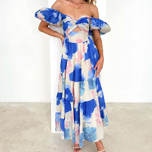 Vestido Maxi de Gasa Floral 2025 para Mujer, Transpirable, Estilo Bohemio Vintage, Delgado, con Tirantes Finos, Formal, Primavera, Elegante, Cuello Alto - Product Image 2