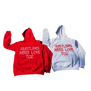 เสื้อฮู้ดดี้โอเวอร์ไซส์ผ้าฝ้ายฟลีซหนานุ่มแบบซิป ระบายอากาศได้ดี เป็นมิตรกับสิ่งแวดล้อม สไตล์สตรีทแวร์ แต่งลายขาดๆ สำหรับผู้ชาย - Product Image 4