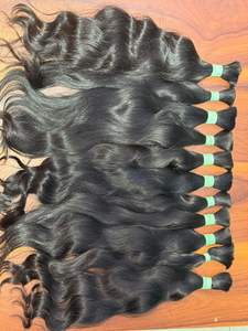 Extensions de cheveux humains indiens naturels noirs soyeux bouclés de qualité supérieure, 100% vierges, cuticules alignées, double trame machine - Product Image 5