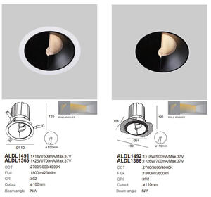 Nửa cut-off lõm dẫn tường máy giặt downlight vuông/vòng TRIM & trimless 18W 26W chống chói ánh sáng Trần - Product Image 2