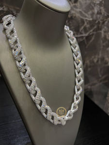 Cadena de plata personalizada de primera calidad elaborada con diamantes vvs y piedras de esmeralda, 20 gramos, corte esmeralda, certificado IGI, joyería fina - Product Image 5