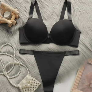 Conjunto de lencería Sexy para mujer, sujetador Push Up de Color sólido para mujer, Copa 3/4, ropa interior íntima cómoda, conjunto de bragas - Product Image 1