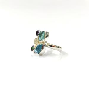 แหวนแต่งงานสไตล์พังก์ ดีไซน์ใหม่ ประดับพลอยหลากชนิด เงินแท้ 925 รูปทรงสวยงาม - Product Image 2