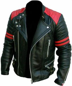 Vestes de motard en cuir véritable pour hommes Vestes de motard style High Street à col montant en toile Vestes en cuir pour femmes personnalisées - Product Image 1
