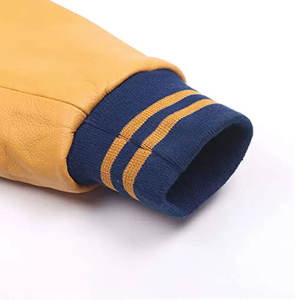 เสื้อแจ็คเก็ตเบสบอลแบบเรียบง่ายสำหรับผู้ชาย สั่งทำได้ พร้อมแขนหนัง ราคาขายส่ง - Product Image 3