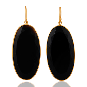 Venta caliente plata esterlina 18K chapado en oro Natural negro ónix piedra preciosa colgante pendiente Demi joyería fina para mujer regalo para ella - Product Image 1