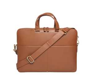 Vintage Style OEM Leather Laptop Briefcase for Hunter Brown Crossbody <b>Work</b> Travel <b>Bag</b> Zipper Closure for <b>Men</b> Women Office Use - Product Image 1
