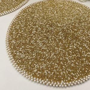 Manteles Individuales de Diseño Moderno, Manteles Individuales de Lino, Manteles Individuales Bordados a Mano Únicos con Cuentas, Manteles Individuales Decorativos Bordados - Product Image 6