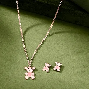 สร้อยคอเด็กหมีเท็ดดี้สีทองน่ารัก-ชุดเครื่องประดับแฟชั่น - Product Image 1