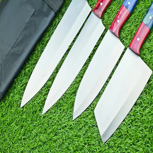 ชุดมีดของเชฟมืออาชีพทำด้วยมือ G10เหล็กดามัสกัสขนาด5นิ้วกระเป๋าม้วนหนังทำจากไม้สั่งทำ NO45สั่งซื้อขั้นต่ำ5ชิ้น - Product Image 3