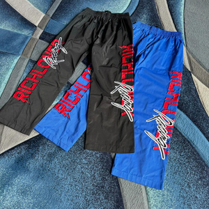 กางเกงวอร์มผ้าไนลอนสำหรับผู้ชายกางเกงขาตรงแบบลำลองทรงหลวมปักลายด้านข้างทำจากโพลีเอสเตอร์ - Product Image 4