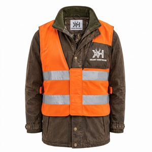 Veste de chasse en coton ciré avec gilet de signalisation assorti, ensemble chasse et sécurité 330GSM, personnalisable OEM, vente en gros - Product Image 1