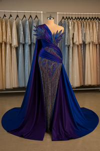 เดรสงานพรอมเปิดไหล่สุดโรแมนติกพร้อมการตกแต่งรูปเงาดำทรงเอและลายดอกไม้แบบปักลายดอกไม้ - Product Image 2