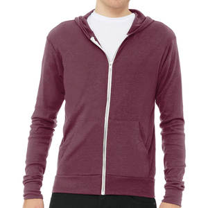 Bella Canvas Unisex <b>White</b> Zipper Full-Zip Lightweight <b>Hoodie</b> Breathable - Product Image 1