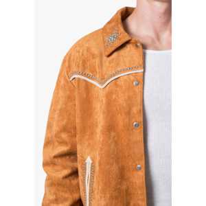 <b>Suede</b> Collared <b>Jacket</b> - Orange - Product Image 4