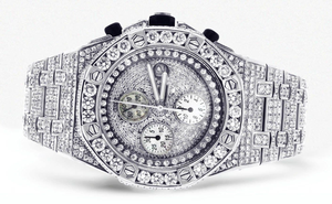 นาฬิกาฮิปฮอปน้ำแข็งพิมพ์ลายม้าลายเพชรสองสีสำหรับผู้ชายรุ่นจำนวนจำกัด - Product Image 4